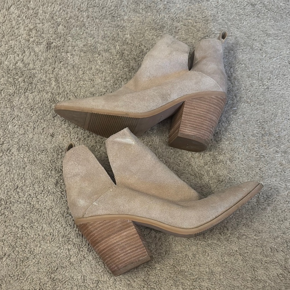 Nordstrom Beige Suede Ankle Booties